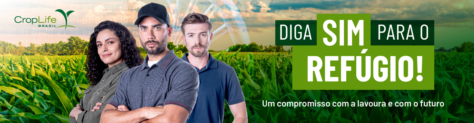 Banner da campanha de tecnologia BT - Diga Sim para o Refúgio
