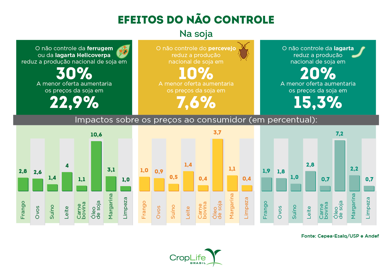 Efeitos do não controle na soja Gráfico com os efeitos do não controle na soja