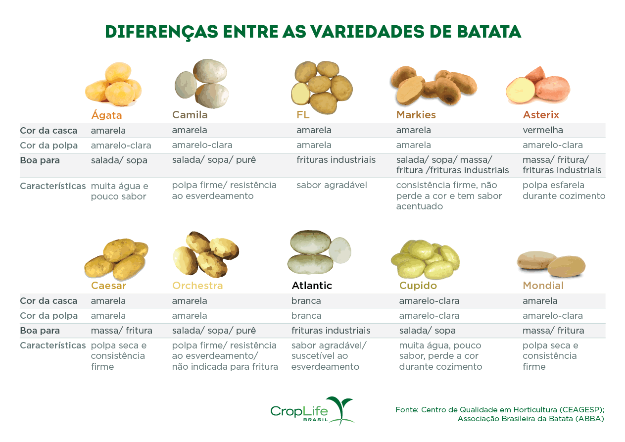 Diferença entre as variedades de batatas Gráfico: diferença entre as variedades de batatas